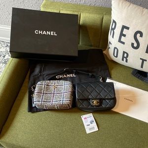 Chanel double bag, waist bag. Black and Quilt pattern. Bought at Nordstrom.